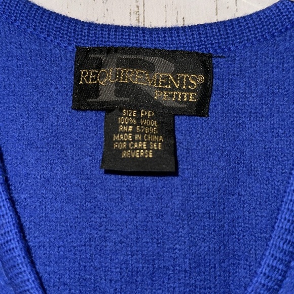 Requirements Blue 100% Wool Winter Snowflake Zip Up Vest Size Petite Plus - Picture 4 of 4